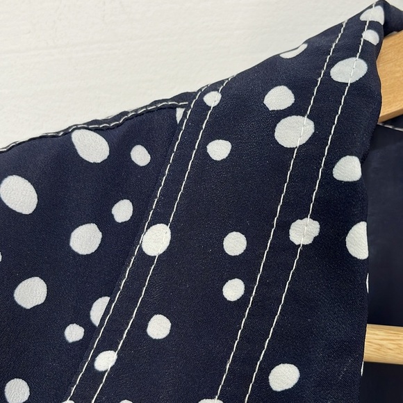 Multiples Women's Blazer Jacket Size L Navy Blue White Polka Dots Office Spring - Picture 4 of 11